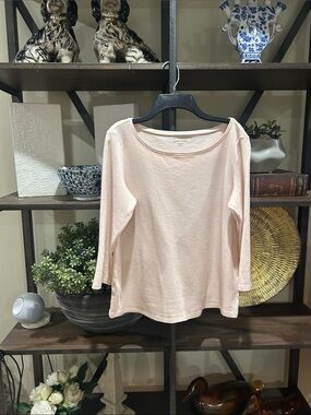 Eileen Fisher med Women’s Classic Scoop Neck 3/4 Sleeve Top - Light Pink